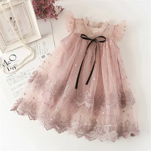 Pretty, Pink, and Lacey Party Dress For Baby