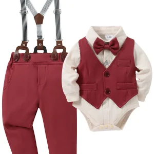 Boys Shirt Vest Suspender Pants  and Bowtie