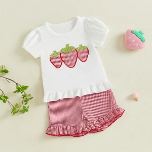 Toddler Girl Ruffle Tops and Gingham Shorts