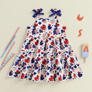 Girls American Flag Sleeveless Dress