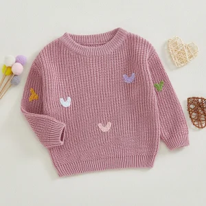 Children's Heart Pattern Knitted Sweater