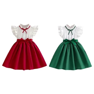 Girls Dress with Bow Belt and Ruffles
